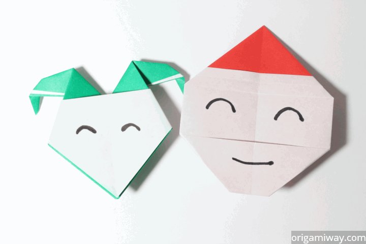  Elfe en origami avec Père Noël en origami 