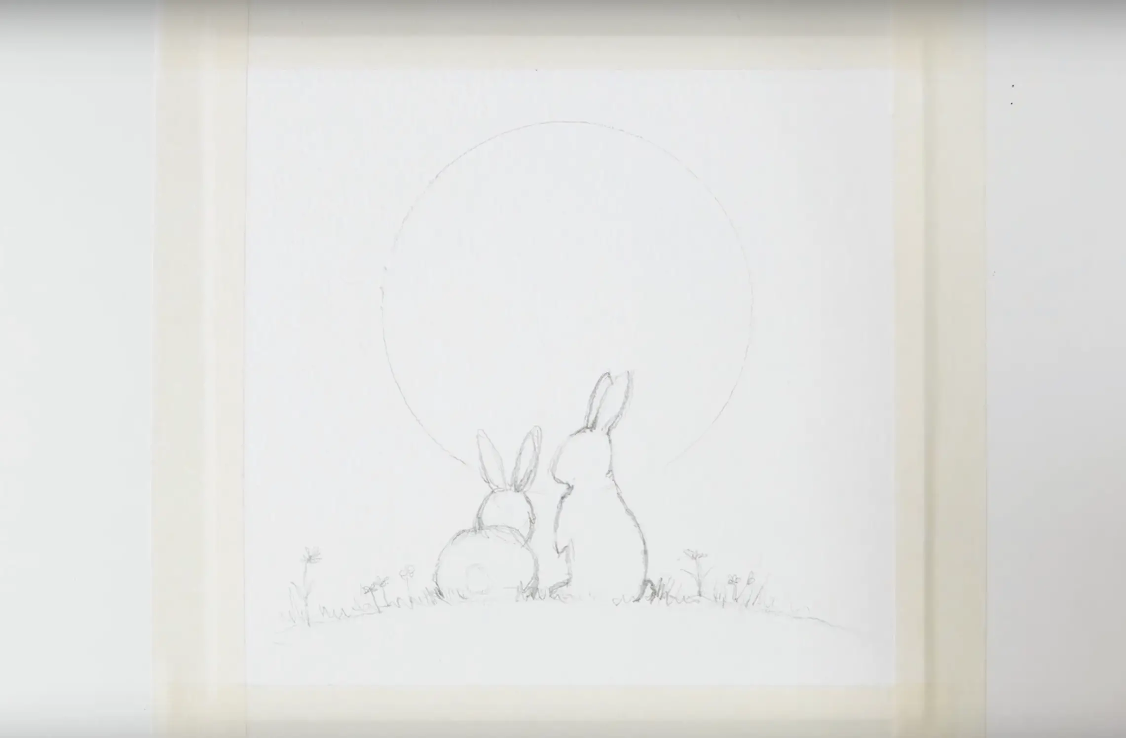  aquarelle-peinture-idées-peinture-lapin-silhouettes-avec-un- full-moon-Step 1 