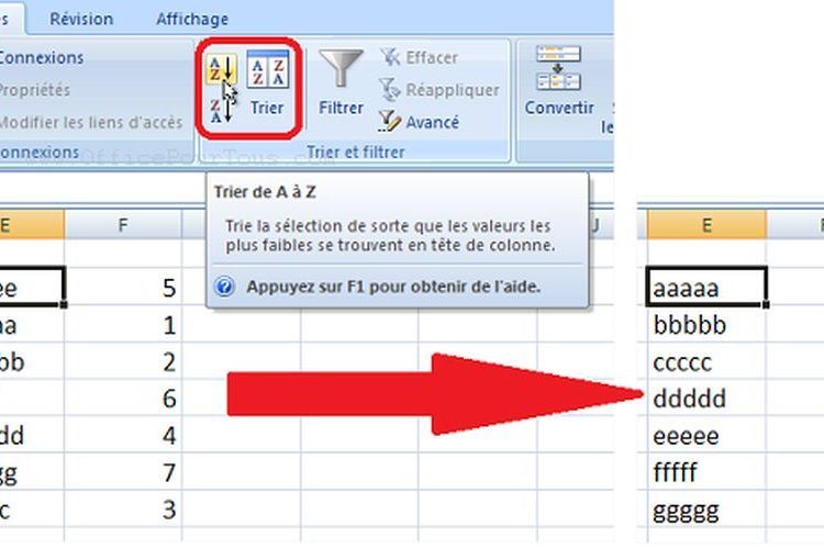 Comment classer du plus petit au plus grand sur Excel