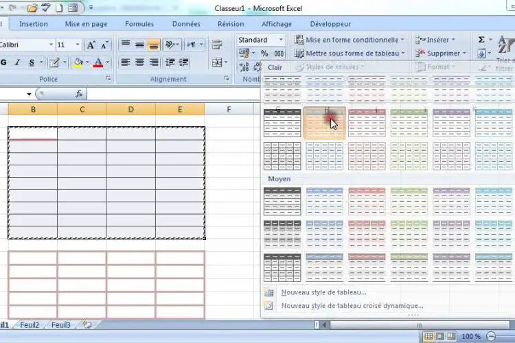 Comment creer un tableau sur Excel